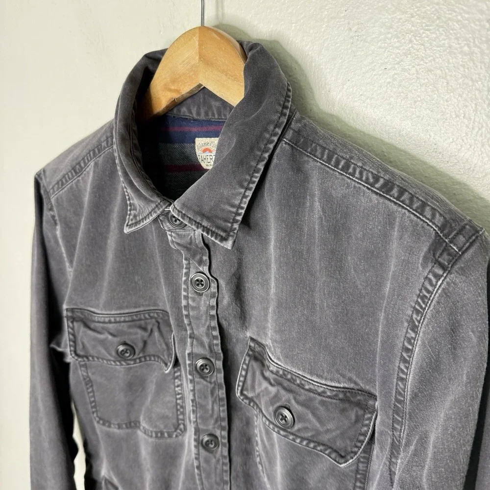 Faherty Stretch Gray Blanket Lined CPO Shirt Jacket Workwear Men's Small